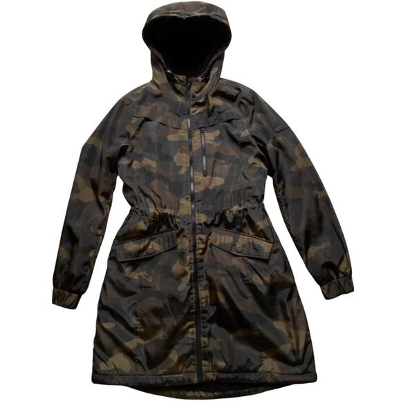 Lucky Brand Womens Sherpa-line Camo Hooded Anorak Mid Length Drawstring Jacket - Picture 1 of 9
